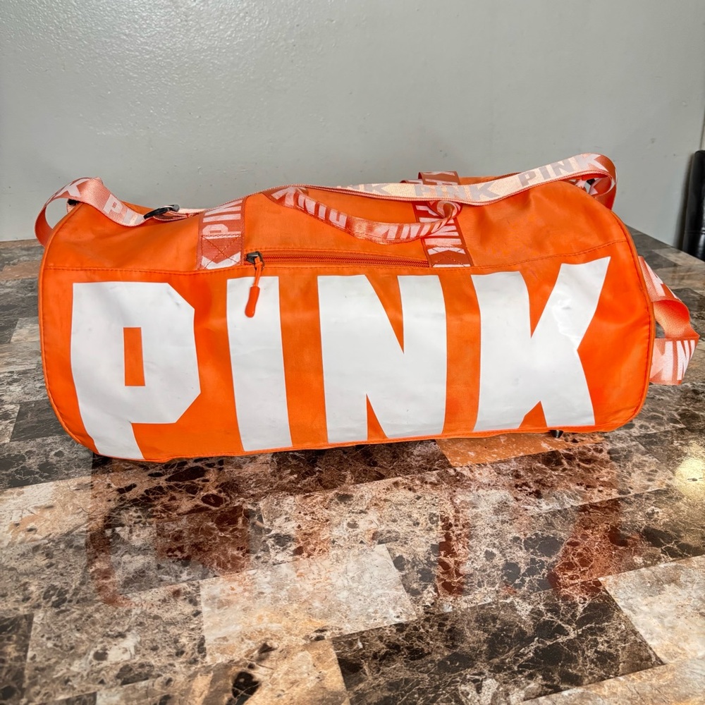 PINK Victoria's Secret Bold Orange Duffel Bag - Picture 4 of 7